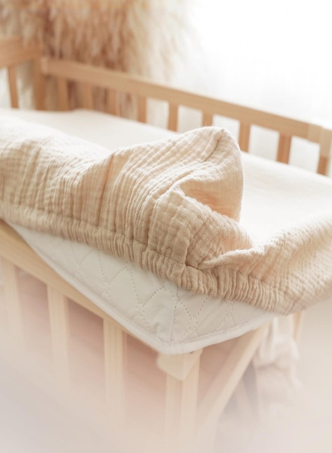 Konssy 2 Pack Muslin Changing Pad Covers for Boys, Ultra Soft & Breathable Cotton Baby Diaper Changing Table Covers, Neutral Nursery Diaper Changing Pad Sheets (Brown,Cream) - Image 5